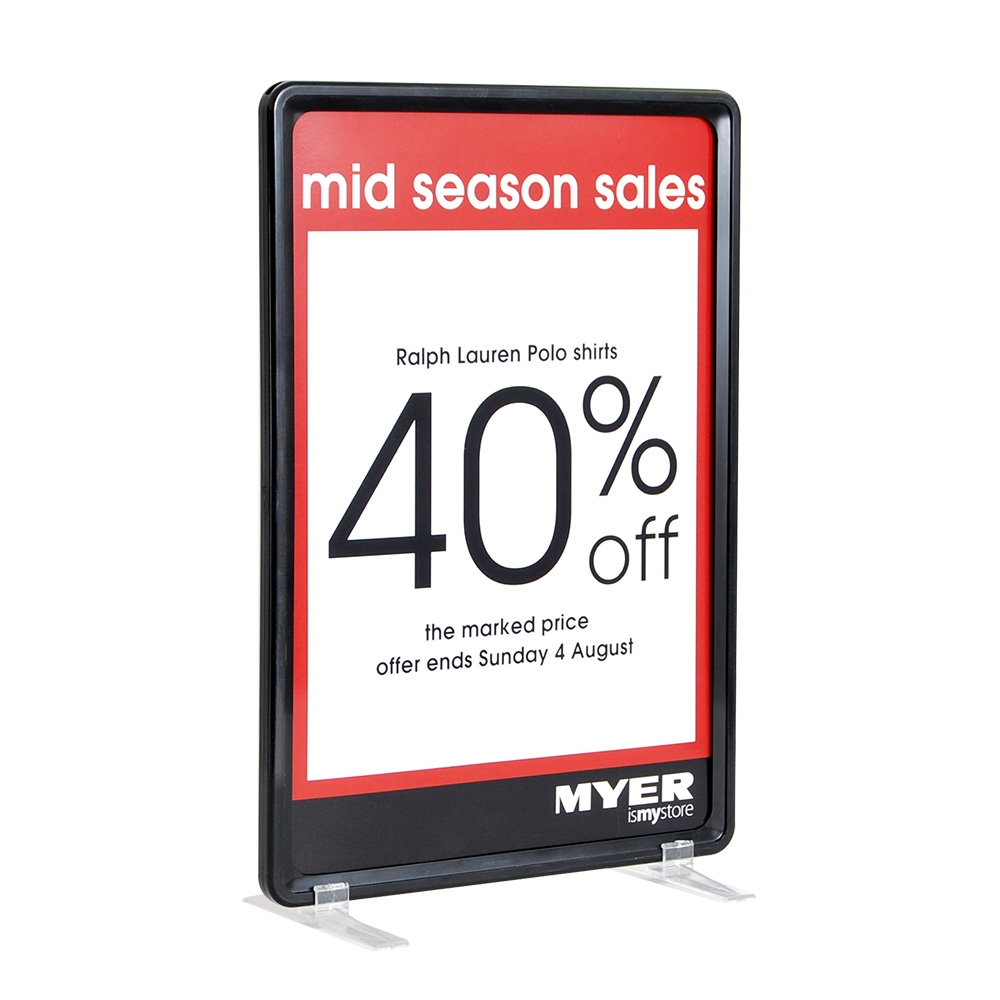 A4 Retail Price Sign with Plastic Feet and Black Frame