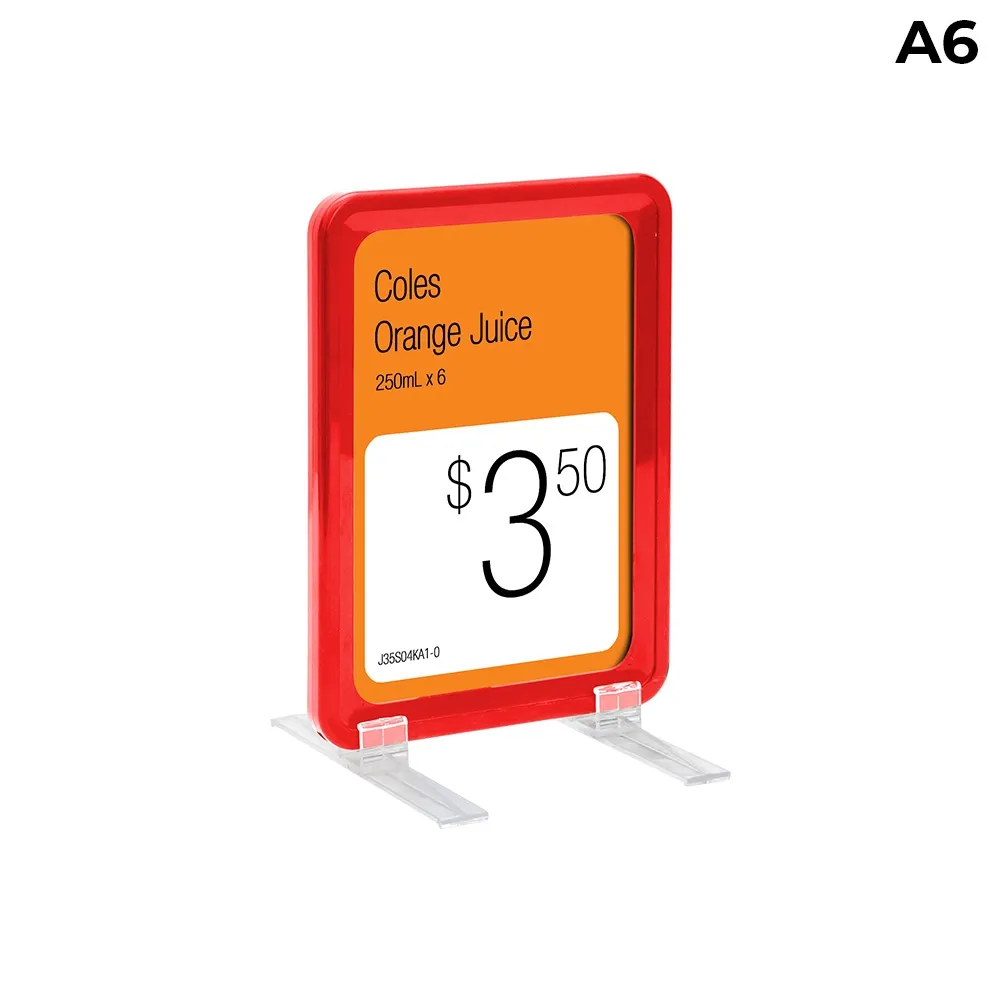 Red A6 POS Sign with Plastic Feet
