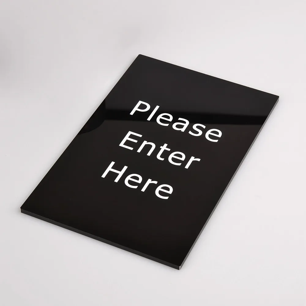 "Please Enter Here" Black Acrylic Sign