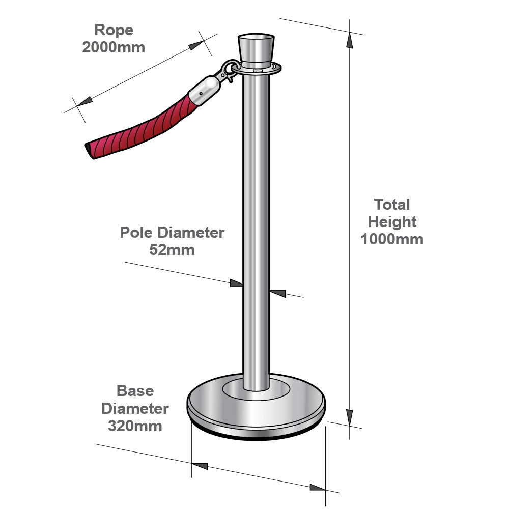 Red Rope Stanchion Set ¦ Slimline Warehouse