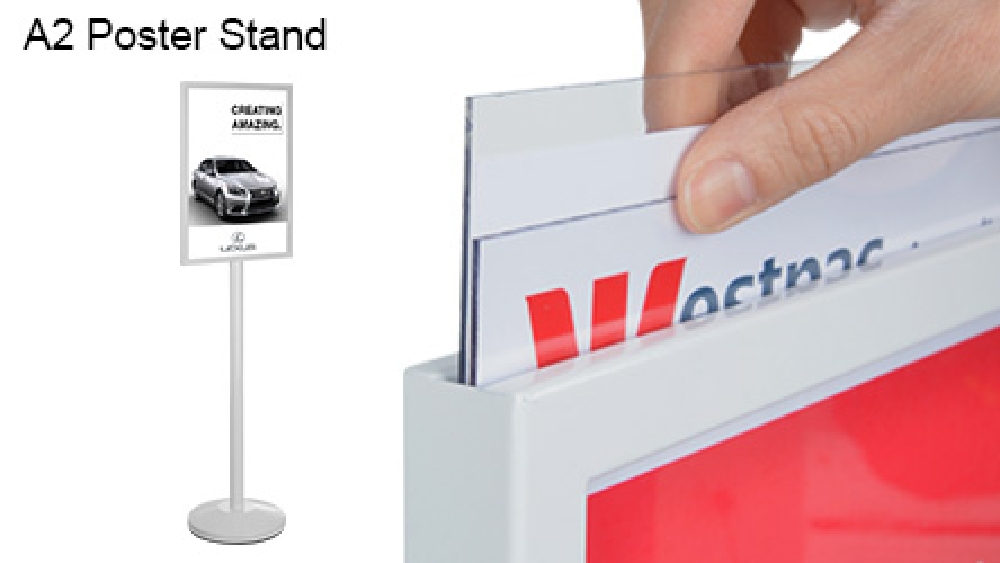 A2 Pedestal Sign Holder - White - Ships Same Day ¦ Slimline Warehouse