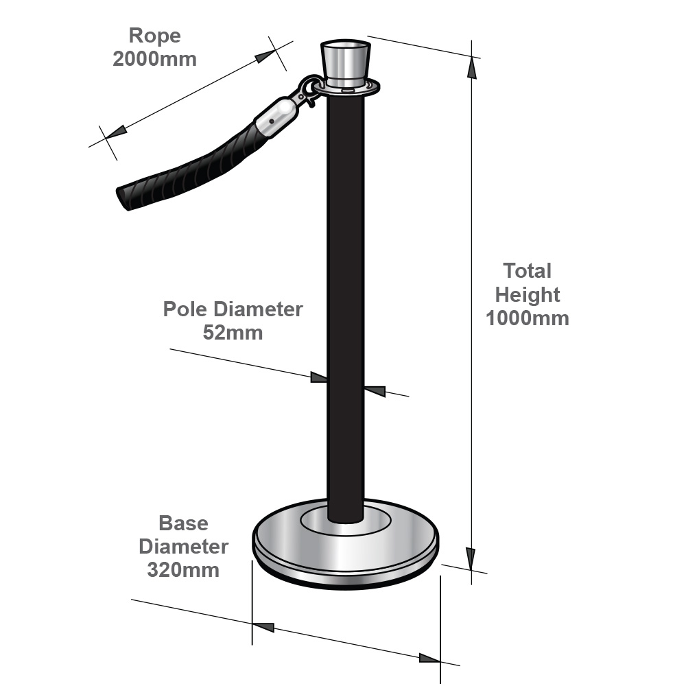 Rope Bollards - 2m Braided Rope w/ 2 Posts ¦ Slimline Warehouse