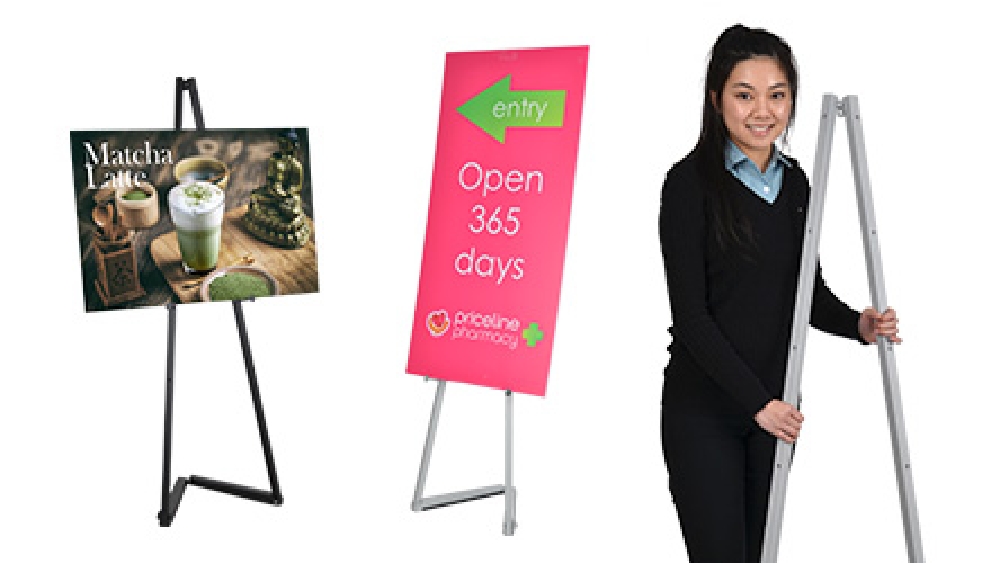 Easel Sign Board Gray w/600 x 900mm Custom Sign ¦ Slimline Warehouse