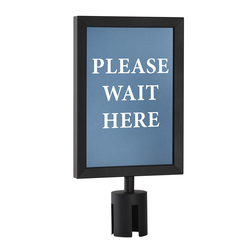 Retractable Barrier Post & Landscape Black A4 Sign Holder