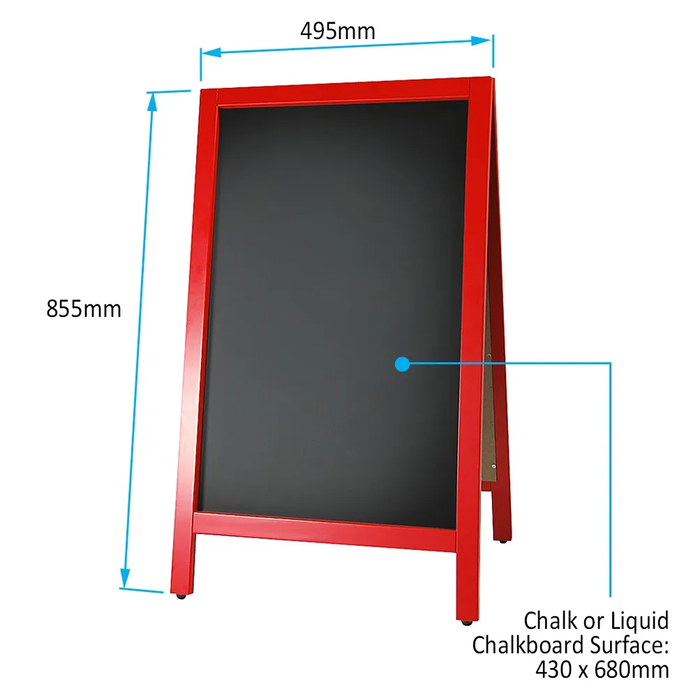 Wooden Sandwich Board 43 x 68cm Blackboards on 2Sides