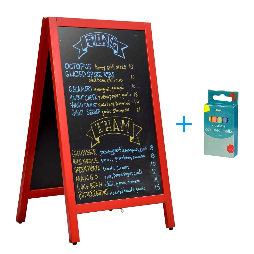 Wooden Sandwich Board 43 x 68cm Blackboards on 2Sides