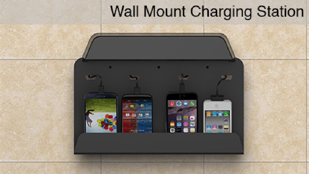Wall Mounted Mobile Charging Station 4 Cable Types!