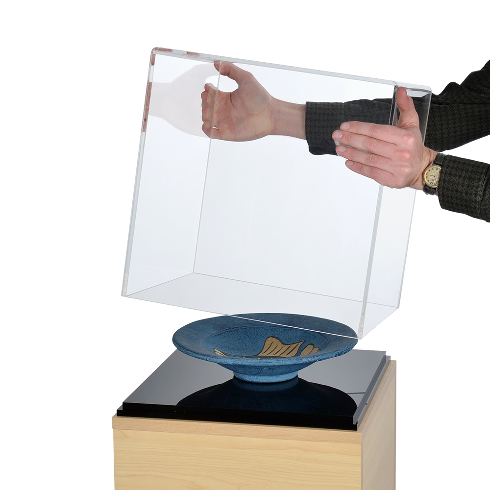 Jewelry Pedestal Display Cases Acrylic Cube & 91cm Maple Plinth