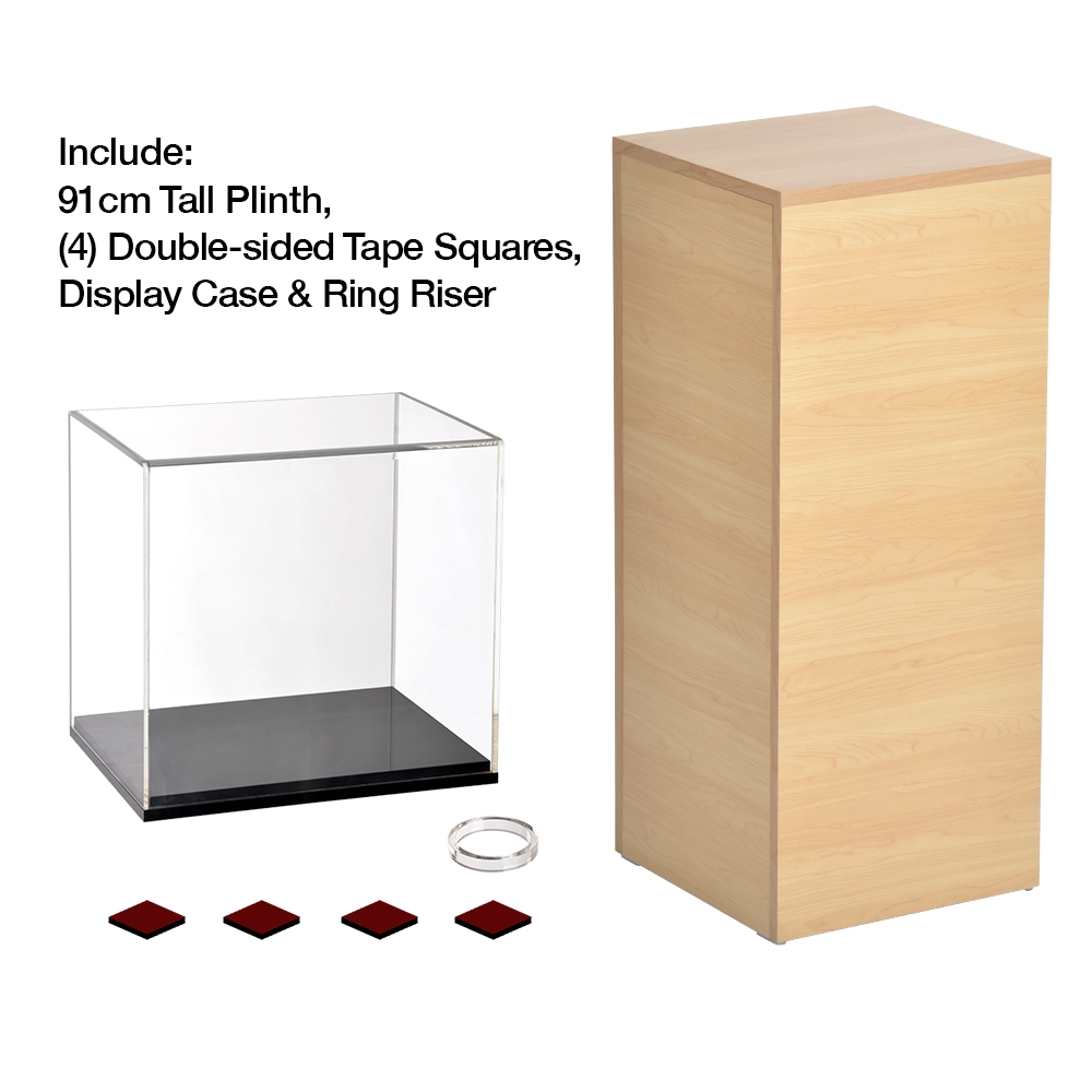 Jewelry Pedestal Display Cases Acrylic Cube & 91cm Maple Plinth