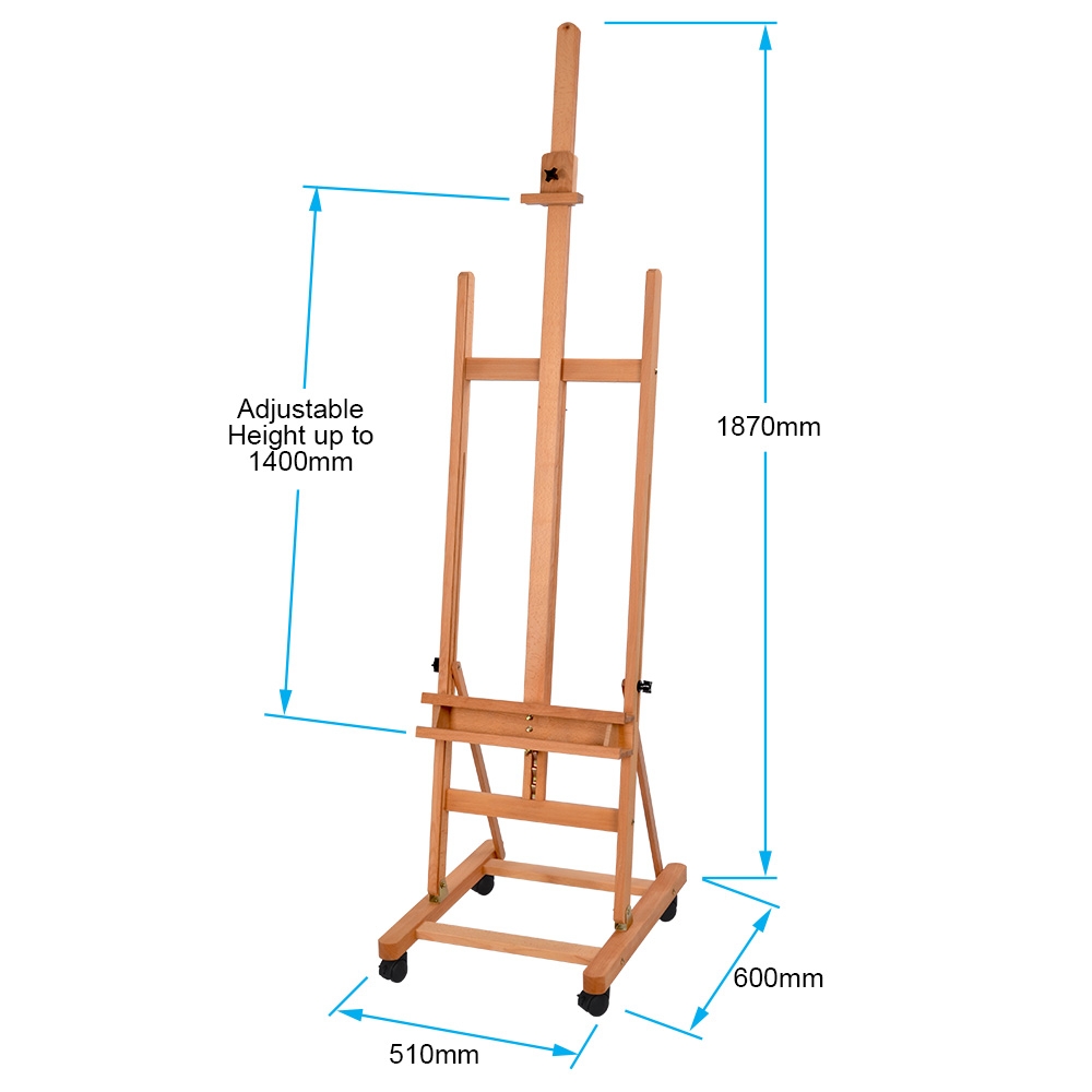 Easel on Wheels Beech Wood w/Adj. Clamp & Lip Ships Same Day!