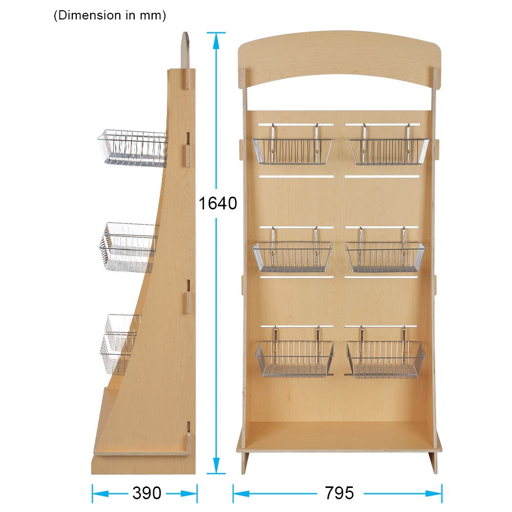 Freestanding Slatwall Display 3 Baskets Ships Same Day