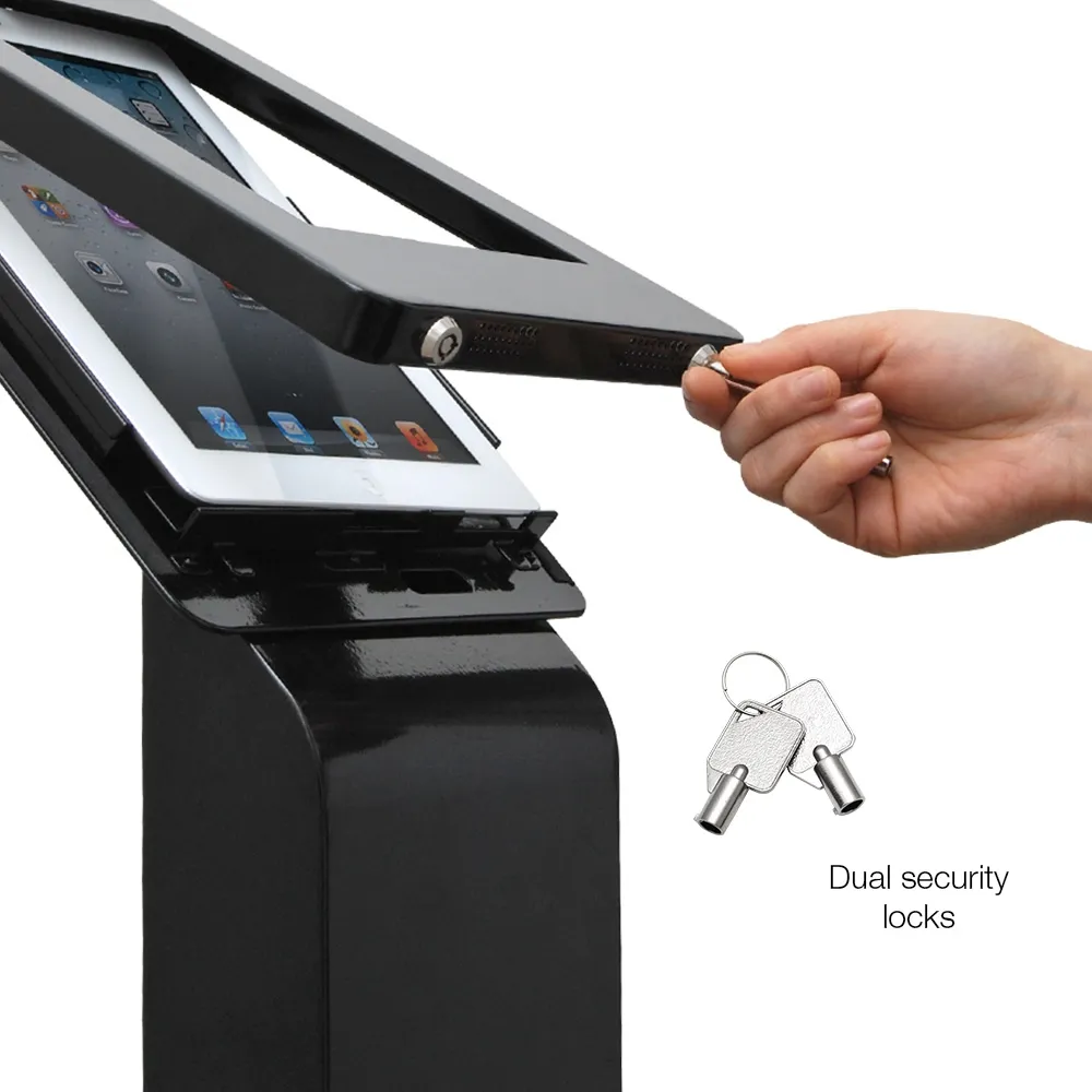 Black iPad Stands 1375mm Tall Locking Floor Stand Ships Same Day!