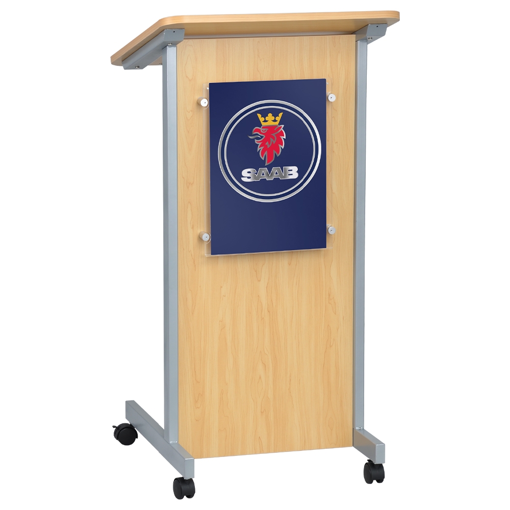 Podium on Wheels Maple Finish w/A3 Poster Holder Ships Same Day!