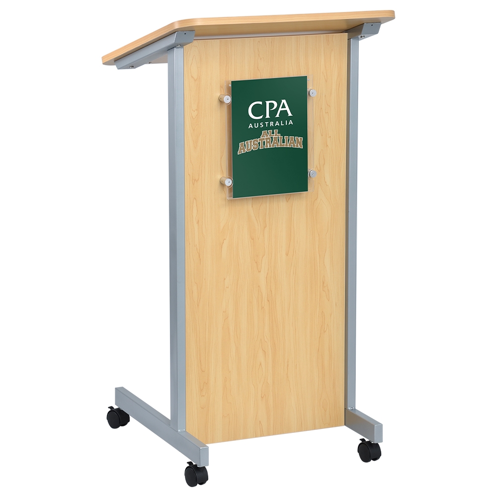 Portable Podium Stand With Wheels & Storage Shelf - Mobile Lectern For Church, Classroom & Meetings