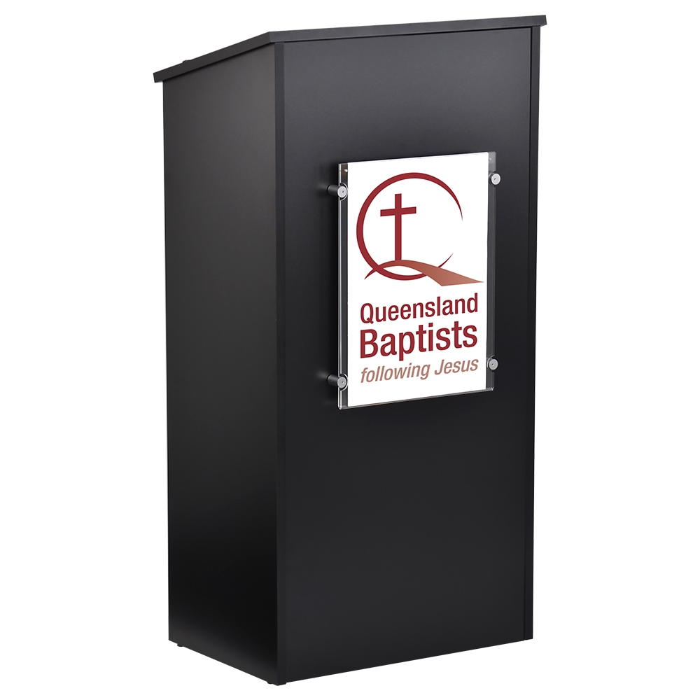 Modern Church Lectern - Black Finish & A3 Sign Frame - Ships Same Day