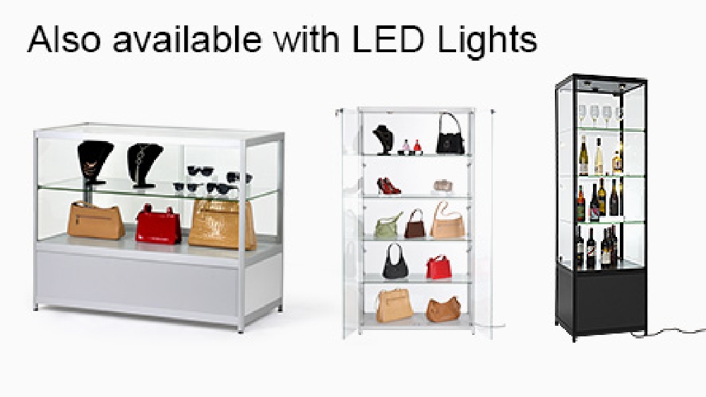 Store Display Case - 965- 1200- x 600mm w/ Locking Doors & Storage