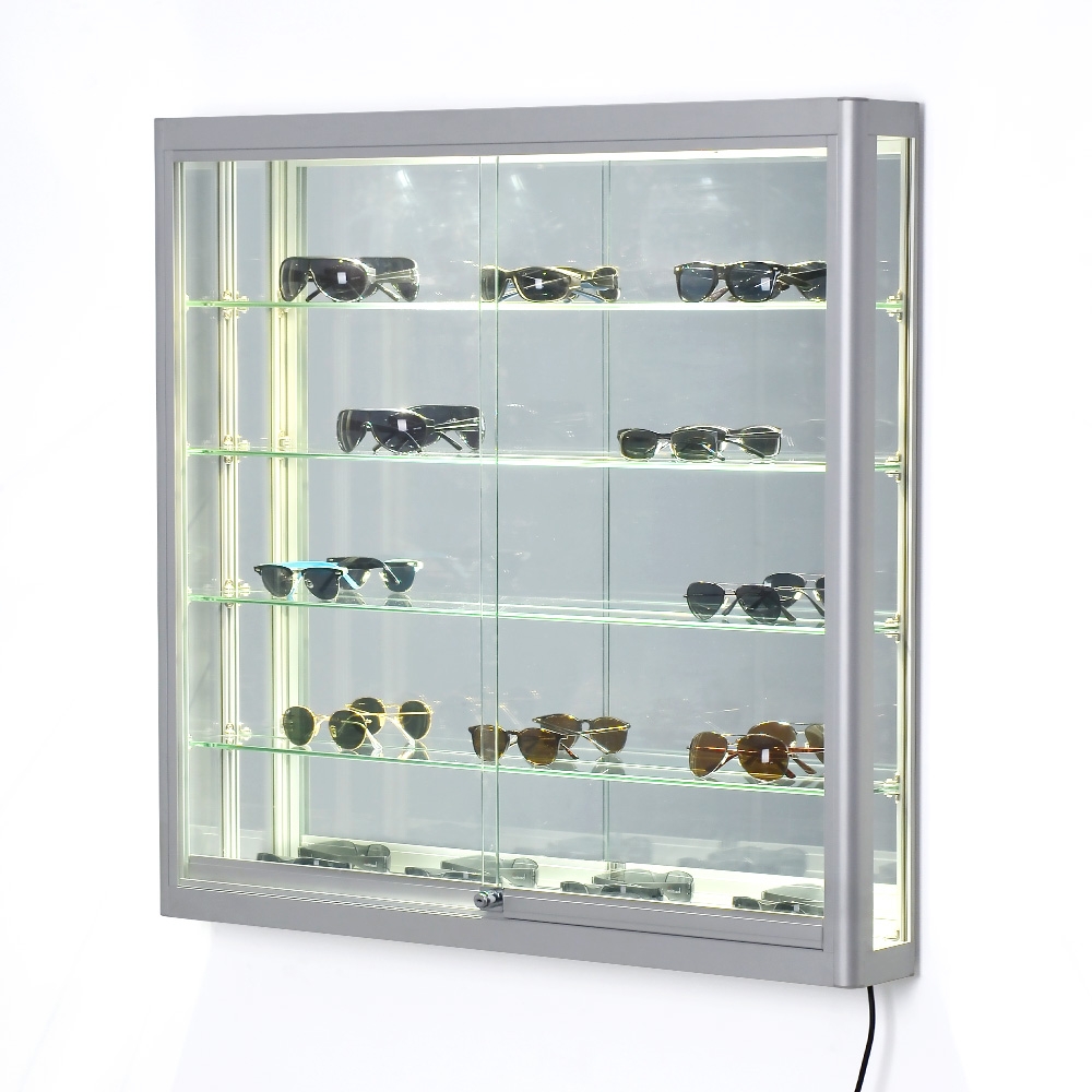 Work Photo Display Case Wall Mounted Display Case - 1 x 1m Locking w/Lights - Ships Same Day