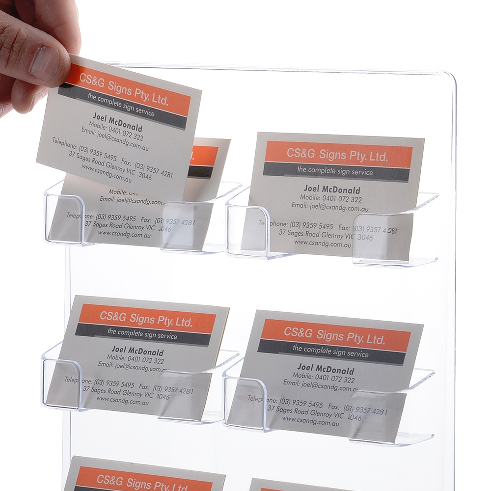 Wall Mounted Acrylic Business Card Holder With Cover | Lid Hinged, Outdoor, Fits 60, Clear - View #4