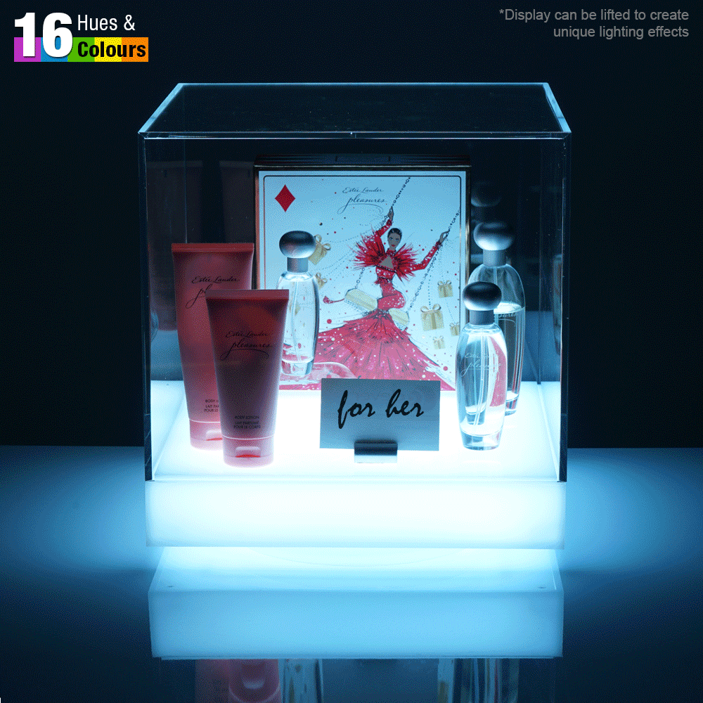 Lighted Acrylic Display Case 310 x 310mm 16 Colour LED