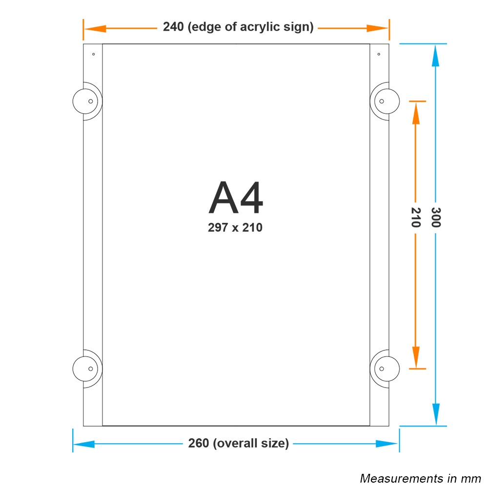 The Wall Mount Sign holds an A4 sized Graphic in Portrait Orientation ...