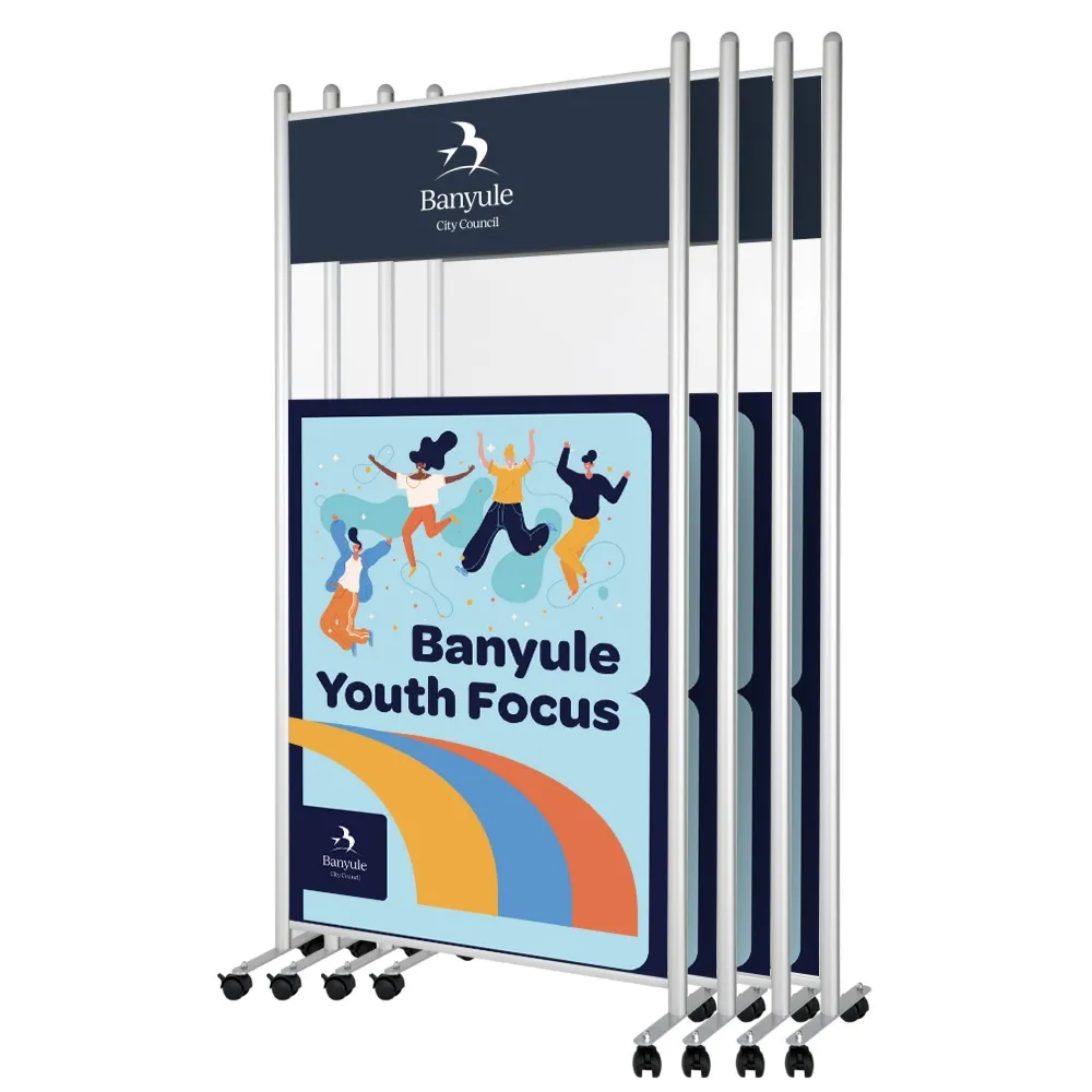 Mobile Room Divider Header & Lower Custom Prints